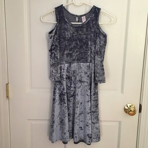 Velvet Cold Shoulder Fit And Flare Dress
